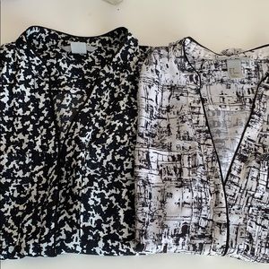 H&M 2 Work Shirts Black/White Pattern Size 6